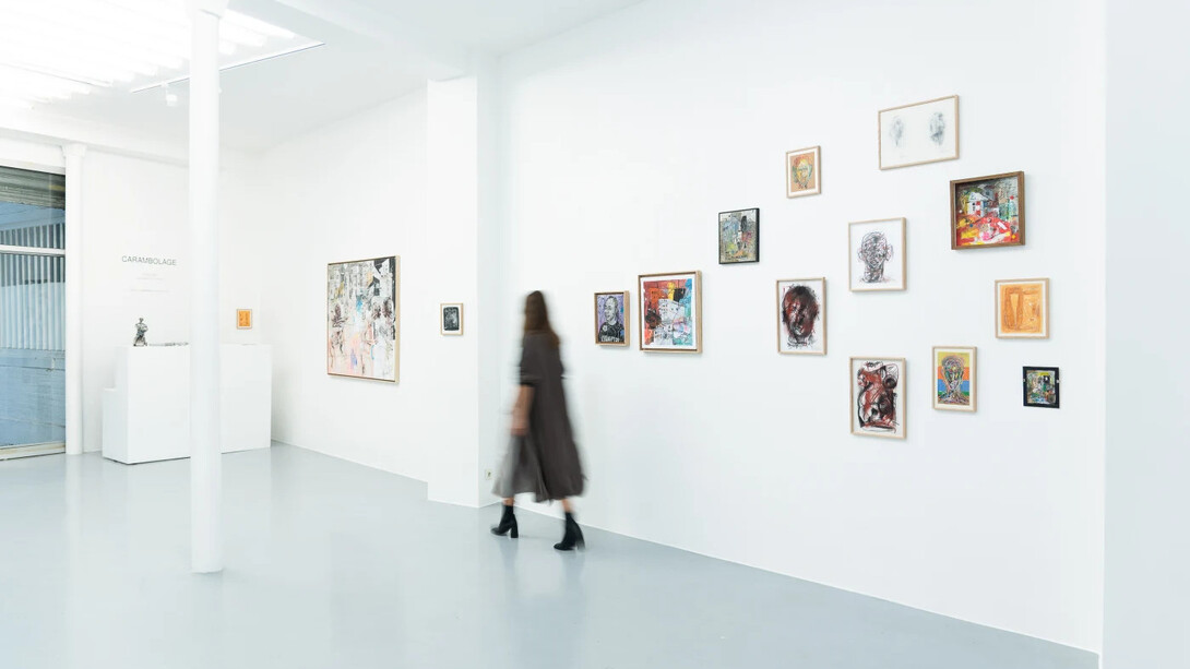 Salifou Lindou, Carambolage (Carom shots), exhibition view. Courtesy of Afikaris Gallery