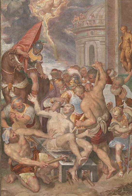Aurelio Luini, Martirio di San Vincenzo, 1585‐1587, affresco riportato su vetroresina, cm 347 x 239, Milano, Museo d’Arte Antica del Castello, Sforzesco, Pinacoteca, inv. 441 (da San Vincenzino, alle Monache)