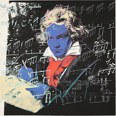 Andy Warhol,
Beethoven,
komplette Folge der 4 Farbvarianten,
Farbsiebdruck 1987,
101,6 x 101,6 cm