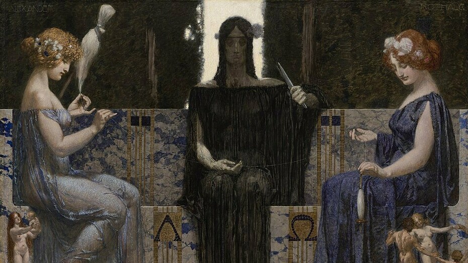 Alexander Rothaug, "Las tres moiras", témpera sobre lienzo, circa 1910
