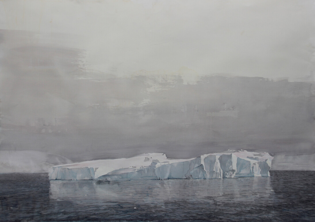 Emma Stibbon, Berg Antarctica, 2014, watercolour and graphite, 151 x 212 cm, © Courtesy of the artist and Alan Cristea Gallery