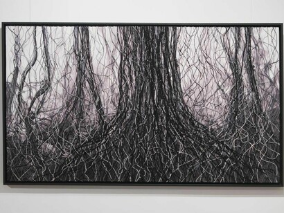 Su obra destaca por el uso creativo y profuso de recursos textiles, fibras, hilos y cuerdas que se trenzan para construir complejas redes, retículas y estructuras que asemejan la densidad de una arboleda o una selva. Fotografías por cortesía de Víctor Vega Valverde 