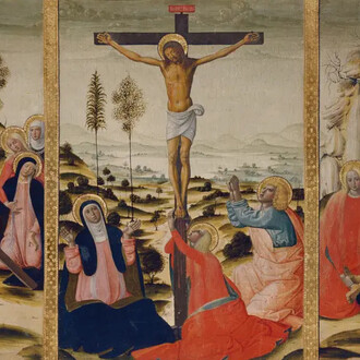 Girolamo Di Benvenuto, Kreuztragung, kreuzigung und beweinung (detail), um 1500. Courtesy of Museum Städel