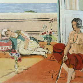 Henti Matisse, Odalisque on the Terrace, 1922, Hand Signed and Numbered Aquatint in Colours on Arches paper, 59.2 x 77.8 cm / 23.3 x 30.7 in