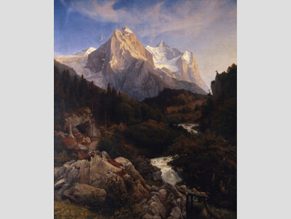 Johann Wilhelm Schirmer (1807–1863), Das Wetterhorn, 1838, Öl auf Leinwand, 242 x 199 cm, Stiftung Museum Kunstpalast Düsseldorf, Dauerleihgabe der Kunstakademie Düsseldorf