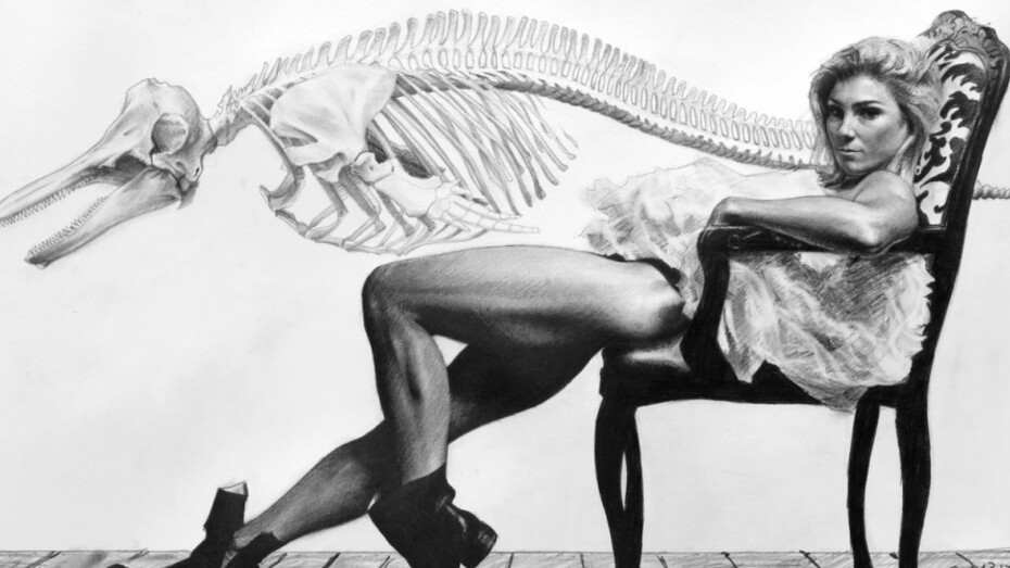 Victor Grasso, "The Dolphin"(Study), graphite on paper, 14 x 22.5". Courtesy of Parlor Gallery