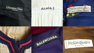 Collage di etichette delle principali case di moda