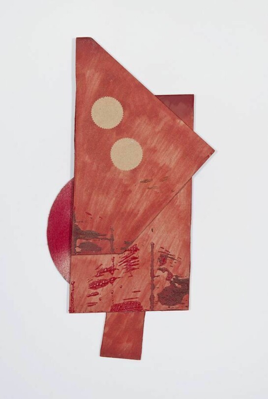 Dominic Beattie, Untitled, 2013, ink, spray paint and hardboard, 39 x 20 cm