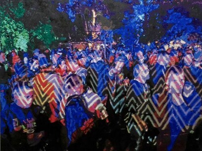 Römer + Römer, Party-Sträflinge, 2014, Oil on canvas, 79 x 94 inches