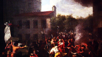 Charles Thévenin (1764-1838) "La detención del gobernador de la Bastilla", entre 1790 y 1794. Óleo sobre lienzo. El Museo Carnavalet (Musée Carnavalet), barrio de Le Marais, Paris, Francia
