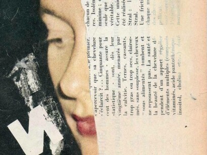 Half Woman Collage, Armand Brac, France, collage, paper on cardboard

