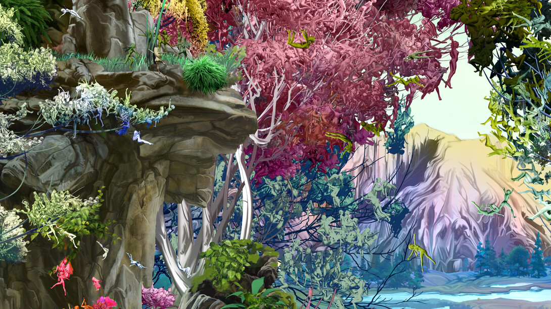 Jessica Lichtenstein, Naiad Water Nymphs (detail), 2024,
C-print on plexiglass with wood frame, 81.5 x 57.5 inches. Courtesy of the artist and Allouche Gallery