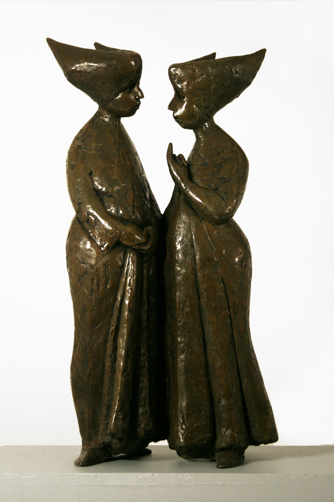 Laura Ziegler, Two Nuns, 1974, bronze, 24 h x 11 w x 5 1/2 d inches © Laura Ziegler, Courtesy of Forum Gallery, New York