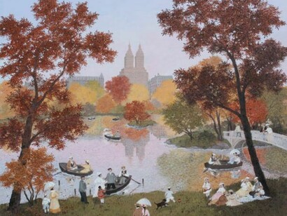 Fabienne Delacroix, September in Central Park, 2013, Acrylic On Canvas, 21" x 25½"