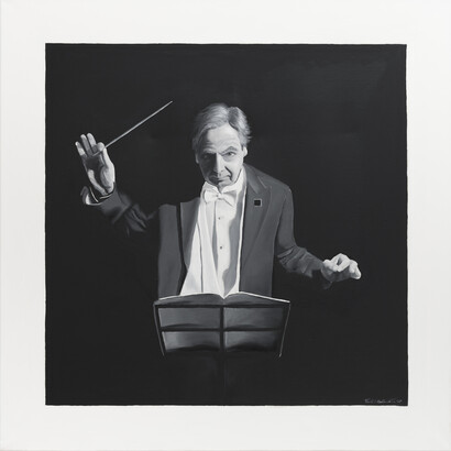 Fabrizio Evangelisti. 'L'orchestratore', 2018. 100x100 cm