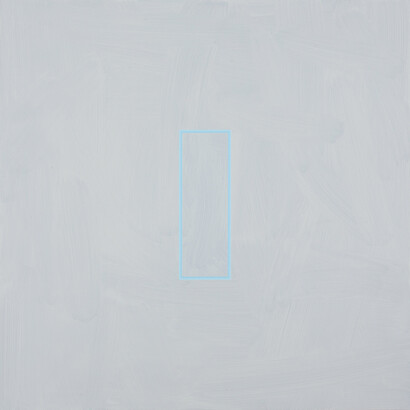 Luke Frost, Pale Brillaint Blue Volts, 2014, Acrylic on Aluminium, 33 x 33 inches (84 x 84 cm)