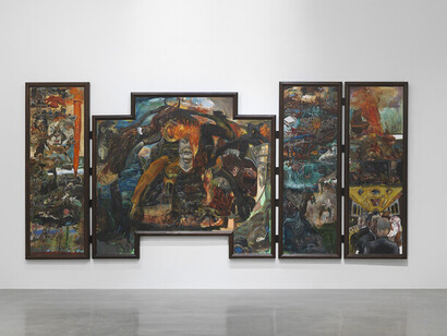 Celeste Dupuy-Spencer, Burning in the eyes of the maker, exhibition view. Courtesy of Jeffrey Deitch
