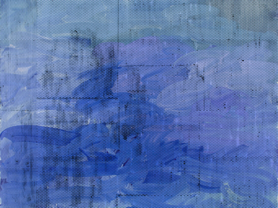Jacqueline Humphries, :) (detail), 2015, Oil on linen, 114 x 127 inches (289.6 x 322.6 cm). Courtesy the artist and Greene Naftali, New York