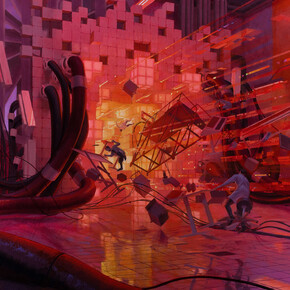 Taylor Schultek, Catalyst (detail), 2023. Oil on linen, 48 x 60 in (121.9 x 152.4 cm). Courtesy of Harman Projects