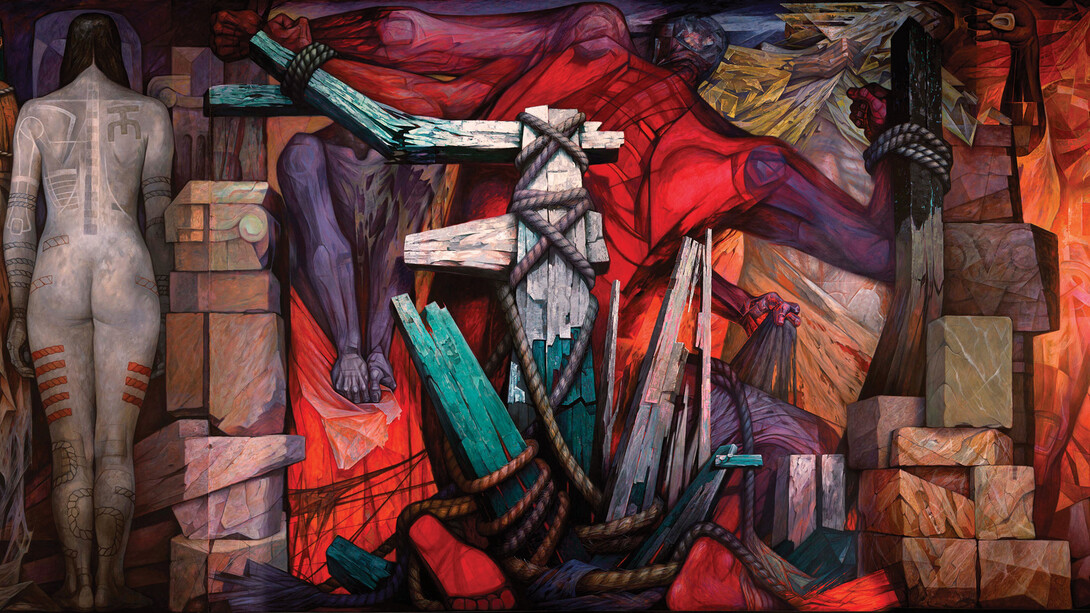 Jorge González Camarena, Liberación o La humanidad se libera de la miseria, 1967, mural ubicado en el Palacio de Bellas Artes en la Ciudad de México