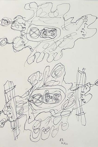 Jean-Dubuffet, Deux automobiles. Courtesy of Jonathan Novak Contemporary Art