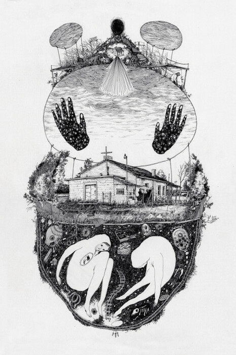 Pat Perry, Black Eden-Lake County, 2014 inchiostro su carta. Courtesy of Dorothy Circus Gallery