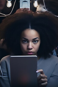 Person with anxiety induced by social media