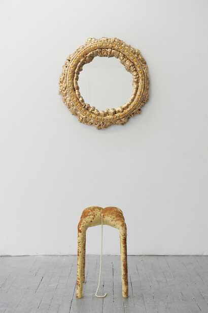 Patton.JPG   Mirror, mirror, 22 x 22 x 6 inches, spray foam, mirror, spray and acrylic paint, 2018