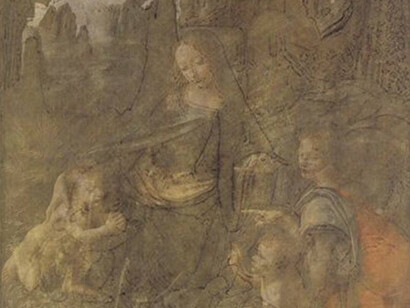 Disegno preparatorio della Vergine
Maria al cospetto di un Angelo e le figure
infantili di Cristo e del piccolo Giovanni Battista