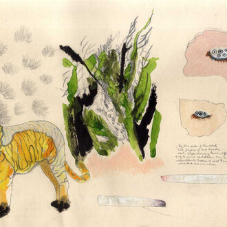 Jumana Emil Abboud, A Happy Ending part II: Two Skins, 2015, Pencil, gouache and pastel on paper. Image courtesy and © the artist