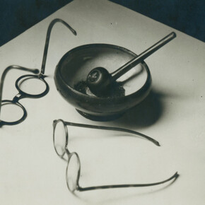 André Kertész (American, b. Hungary, 1894-1985): Gelatin silver print, 3 x 3 1/2 inches (7.6 x 8.9 cm). Printed by the photographer in Paris, c. 1926, and mounted at the time for exhibition. Signed and titled “Paris,” in pencil, on mount
recto.