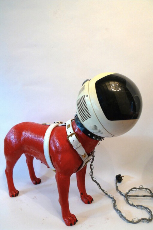 Finn Stone, 'Red Cyberdog', Fibreglass and 70's TV, 79x69x30cm