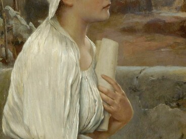 Hipatia, por Alfred Seifert (antes de 1892). Óleo sobre tabla. Ubicación actual desconocida
