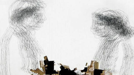 "Double Portrait and a Fourth Hand" 2013. Installation view. The Aldrich Contemporary Art Museum. CT