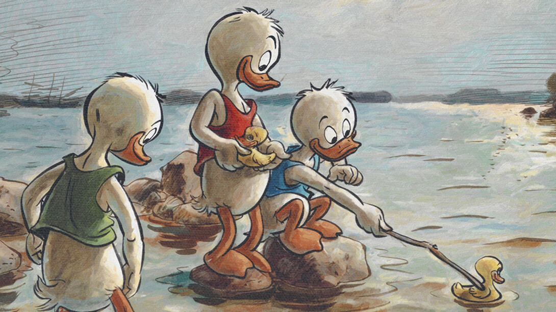Albert Eiderfelt: Ducklings Playing on the Shore. National Gallery of Duckburg. Photo: National Gallery of Duckburg