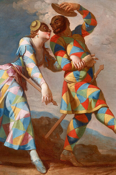 Giovani Domenico Ferretti, Harlequin and his companion, 18th century. Courtesy of Georgia Museum of Art