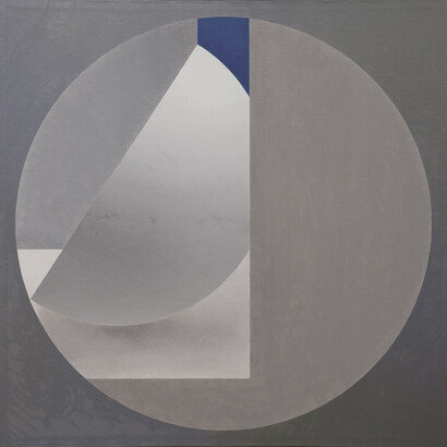 Samia Halaby, Classic Half Sphere, 1966, Oil on linen canvas, 94 x 94 cm