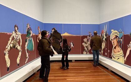 Installation view from the “Art of Manga” exhibition at the de Young Museum in San Francisco, featuring works from Hirohiko Araki’s JoJo’s Bizarre Adventure series. The exhibition showcases hundreds of original drawings and large-scale installations by major Japanese manga artists from the 1970s to the present, including Eiichiro Oda (One Piece), Junji Ito, and Tite Kubo (Bleach). Araki’s featured artwork includes life-sized characters and their Stands, designed to align with viewers’ eye levels for an immersive experience, highlighting manga as a recognized art form in a museum setting. Photo: © İdil Burkutoğlu