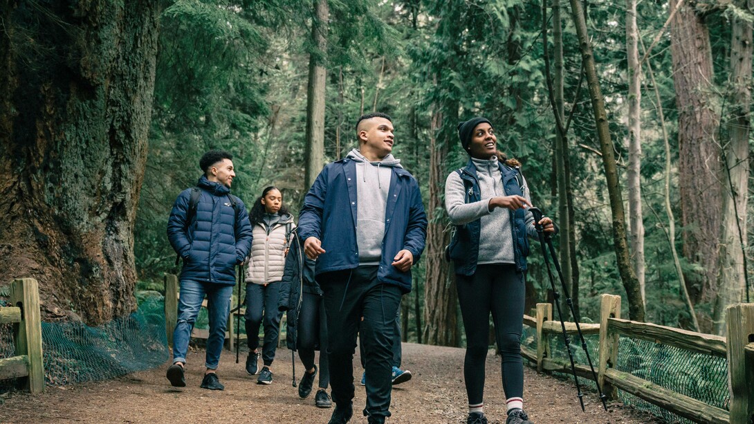 Trekkers in awe of nature