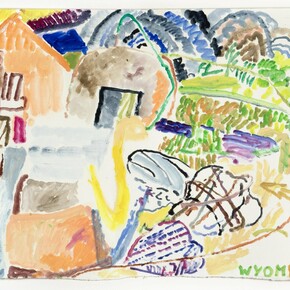 Victoria Bell, Wyoming, 2021, 
oil on pencil on paper,
14 3/4 x 22 1/4 inches. Courtesy of the artist and Gerald Peters Contemporary 