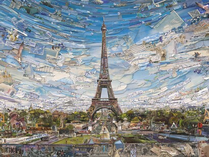 Vik Muniz. Pictures of Postcards, "Eiffel Tower"