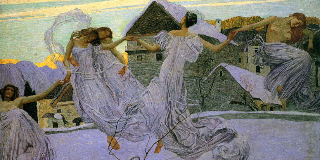 Carlo Fornara, Da una leggenda alpina, olio su tela 72 x 101 cm