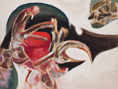 Aubrey Williams, Composition I (detail), 1963, Oil on canvas, 103 x 77 cm © Aubrey Williams Estate, Photo Jonathan Greet, Courtesy October Gallery London