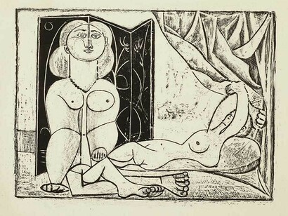 State 14 from Les deux Femmes nues, Pablo Picasso, 1945-46
Brush, pen and scraper on stone
One of 19 proofs reserved for the artist and printer
Paper 33.0 x 45.0 cm / Image 26.5 x 36.0 cm