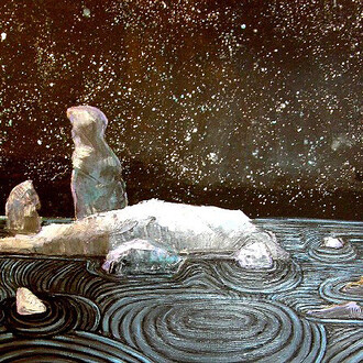 The zen garden by night, 100 x 200 cm, oil on canvas, 2013