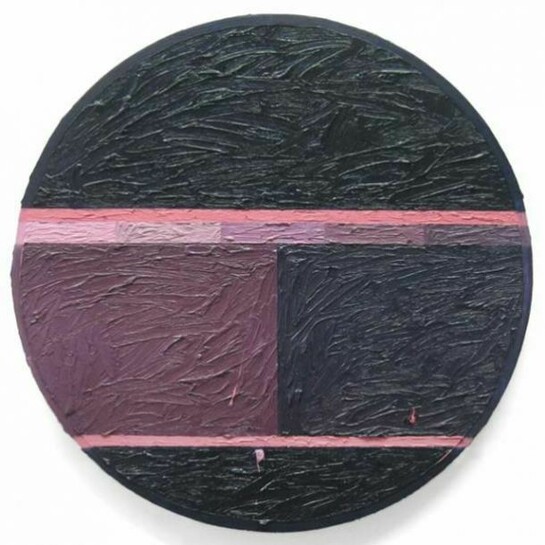 Russell Tyler, EVA-POD, 2013, oil on canvas, 26" diameter