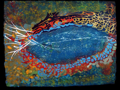Submergence IV, 2023, on handmade black paper, 19"x25.5". Courtesy of Kate Oh Gallery