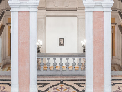 Luc Tuymans, Secrets, 1990, Private Collection, Courtesy Zeno X Gallery, Antwerp. Installation View at Palazzo Grassi, 2019 © Palazzo Grassi, Photography by Delfino Sisto Legnani e Marco Cappelletti.