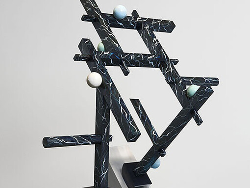 Coco Crampton, Untitled, 2016, wool, glazed ceramic, perspex, steel, 120 x 60 x 12. Courtesy of Belmacz Gallery
