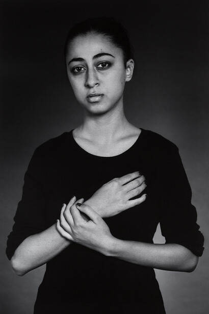 Shirin Neshat, Malaksima, from The Home of My Eyes series, 2015. Silver gelatin print and ink, 60 x 40 inches (152.4 x 101.6 cm) - Copyright Shirin Neshat. Courtesy the artist and Gladstone Gallery, New York and Brussels